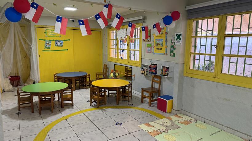 Sala de actividades decorada